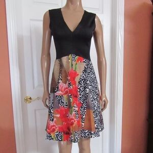 CLOVER CANYON Diverging Dots Fit-Flare Dress Sz L
